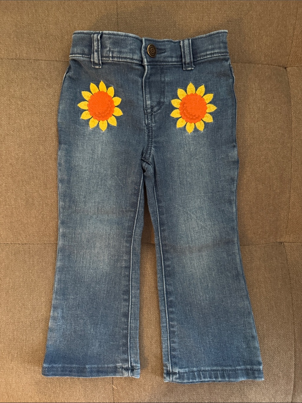Gymboree Blue Denim Jeans with Sunflower Patches